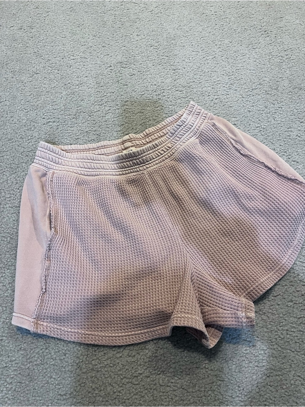 Women's Waffle Knit Lounge Shorts - tan Mauve large